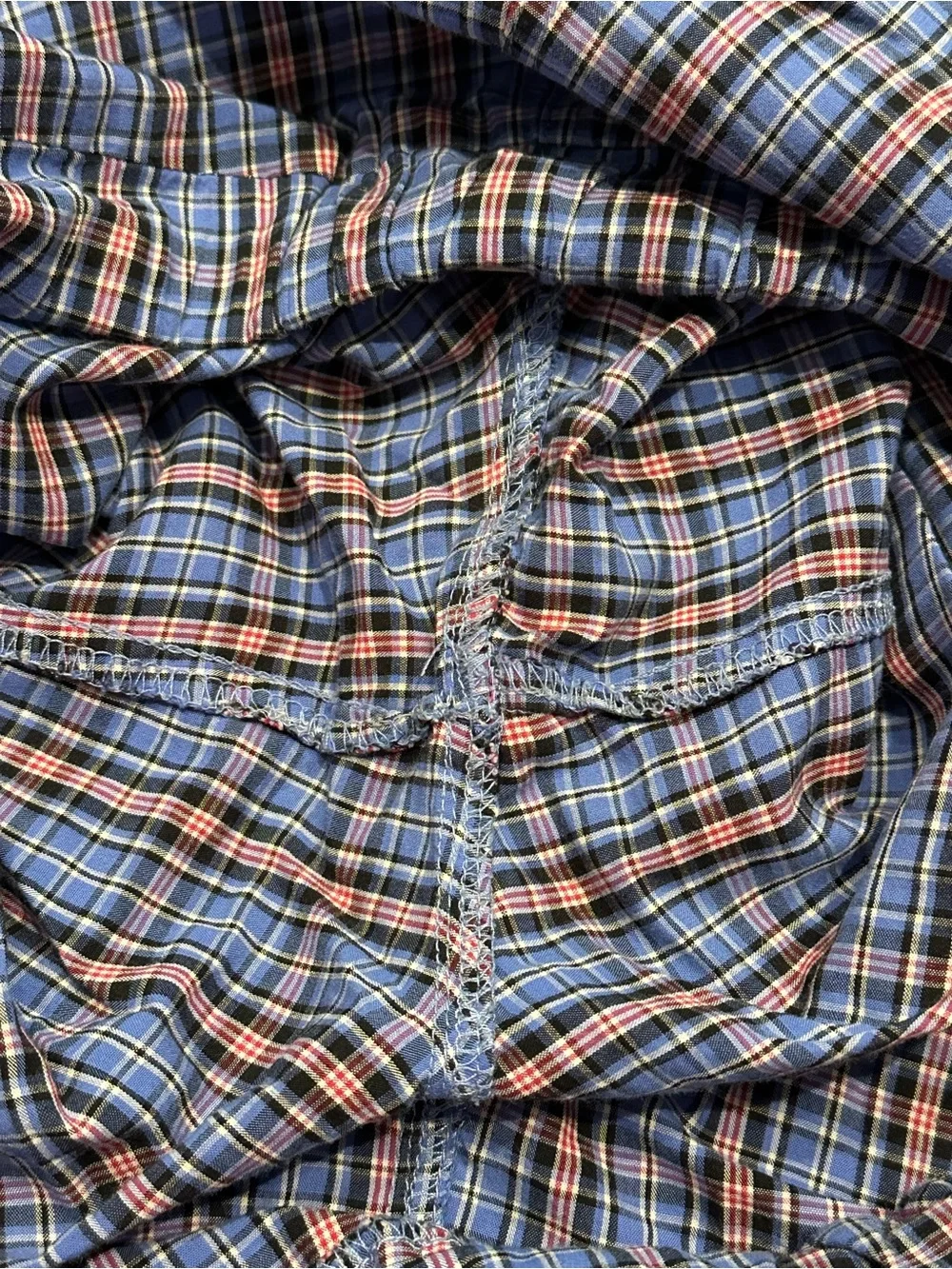 Forever 21 Blue Red White Plaid Pajama Pants Large FLAWED